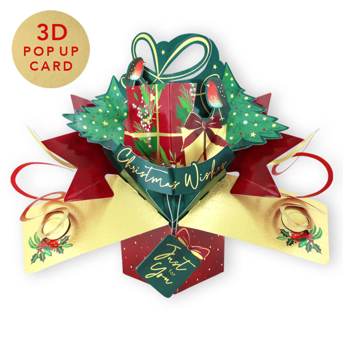 3D Pop Up Christmas Card Gift With Robins DesignGreeting Card Mailable Pop Ups
