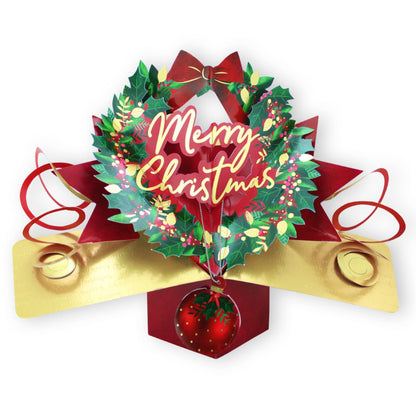 3D Pop Up Christmas Card Festive Wreath DesignGreeting Card Mailable Pop Ups