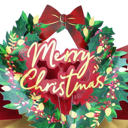 3D Pop Up Christmas Card Festive Wreath DesignGreeting Card Mailable Pop Ups
