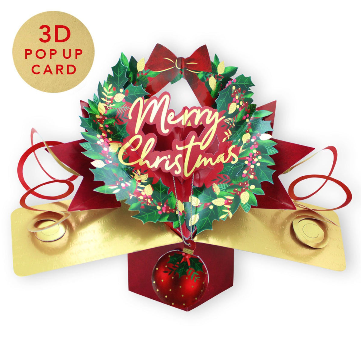 3D Pop Up Christmas Card Festive Wreath DesignGreeting Card Mailable Pop Ups