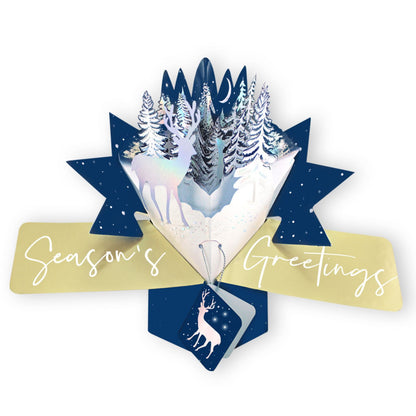 3D Pop Up Christmas Card Forest Reindeer DesignGreeting Card Mailable Pop Ups