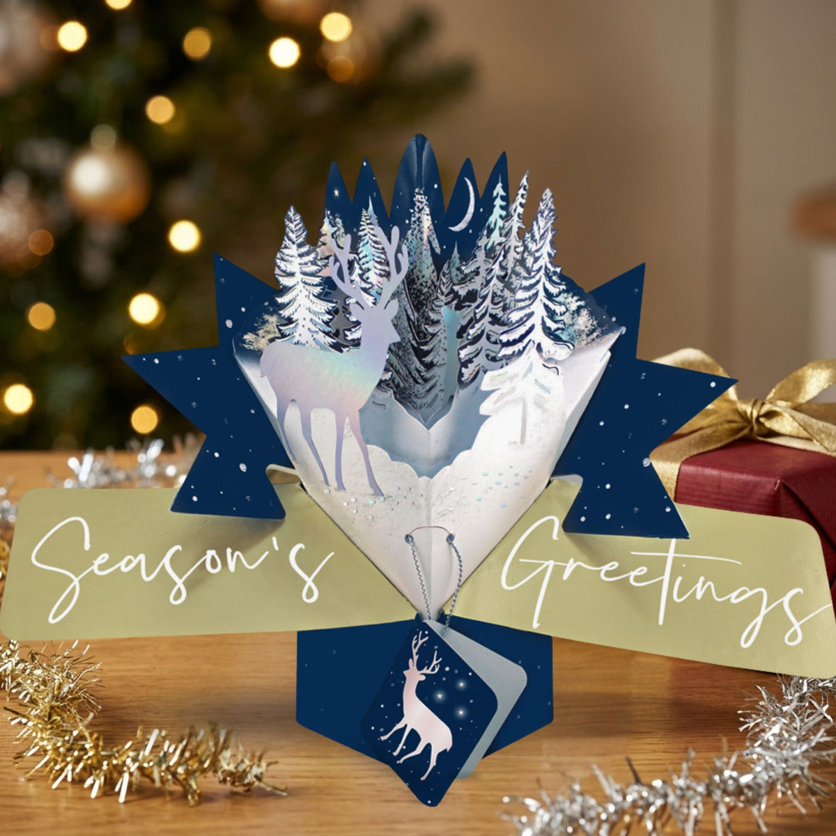 3D Pop Up Christmas Card Forest Reindeer DesignGreeting Card Mailable Pop Ups