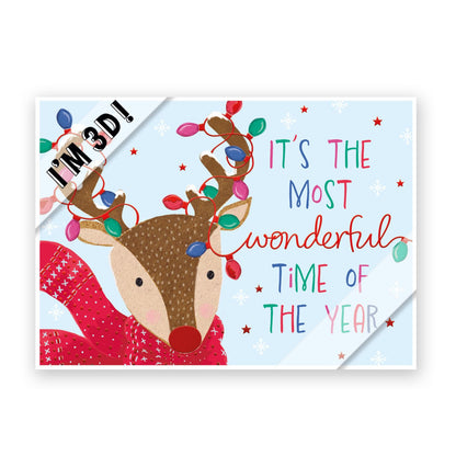 Pop Up Christmas Card Rudolf Reindeer Fun 3D Xmas Greeting Card