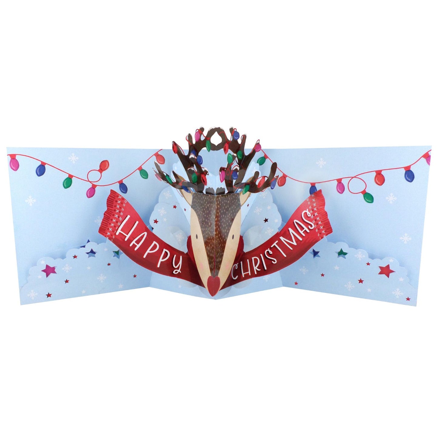 Pop Up Christmas Card Rudolf Reindeer Fun 3D Xmas Greeting Card