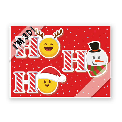Pop Up Christmas Card Festive Emoji's Ho Ho Ho Fun 3D Xmas Greeting Card