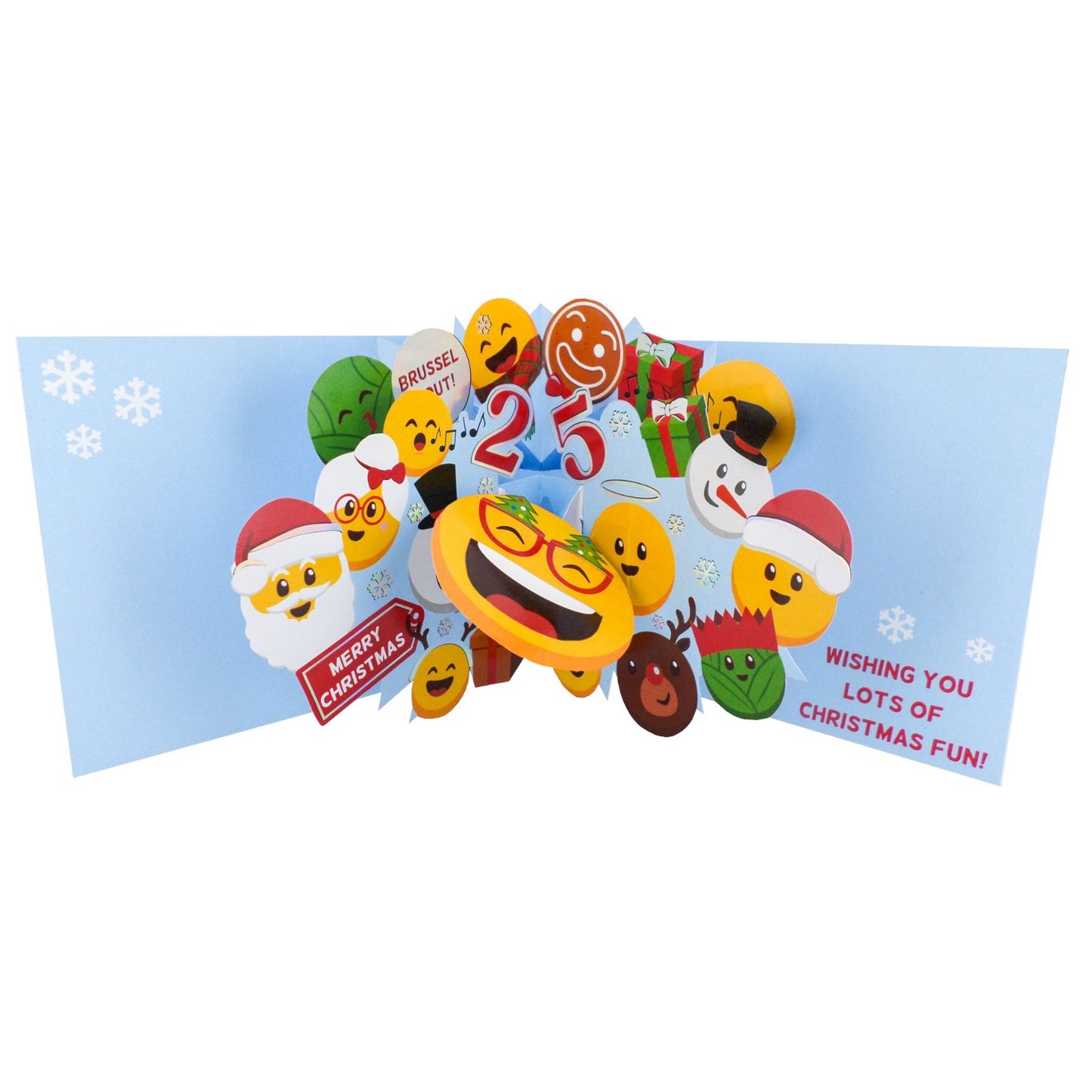 Pop Up Christmas Card Festive Emoji's Ho Ho Ho Fun 3D Xmas Greeting Card