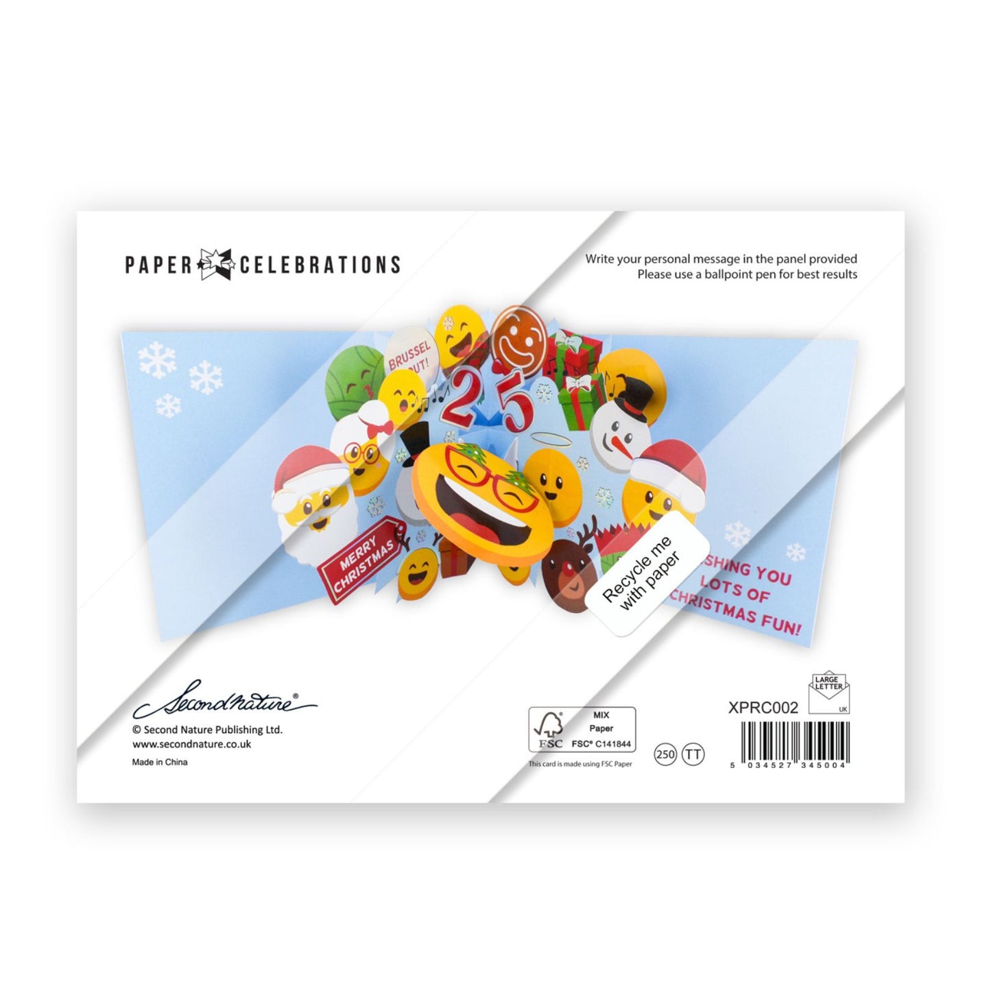 Pop Up Christmas Card Festive Emoji's Ho Ho Ho Fun 3D Xmas Greeting Card
