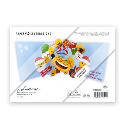 Pop Up Christmas Card Festive Emoji's Ho Ho Ho Fun 3D Xmas Greeting Card