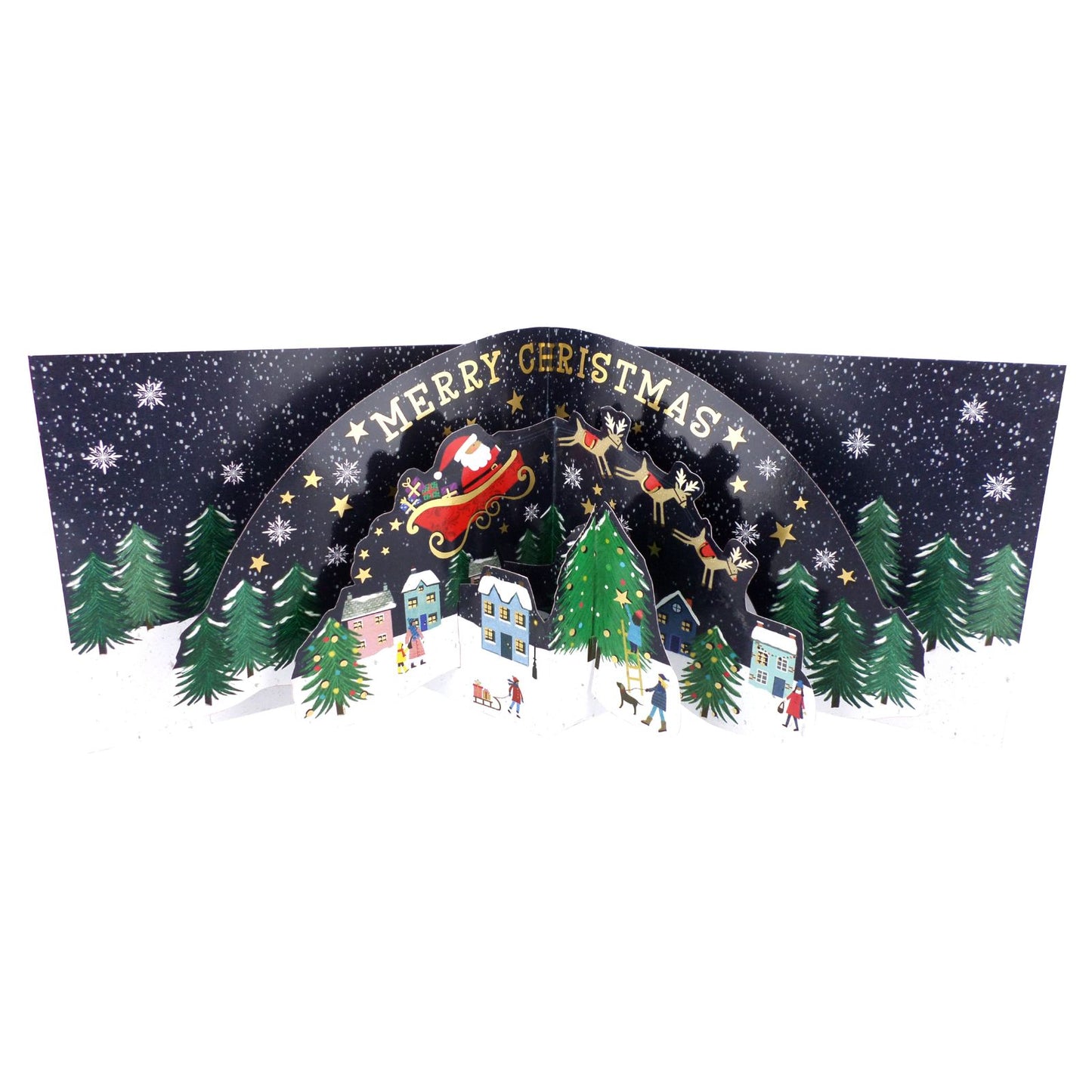 Pop Up Christmas Card Santa In His Sleigh 3D Xmas Greeting Card