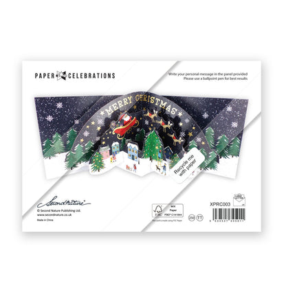 Pop Up Christmas Card Santa In His Sleigh 3D Xmas Greeting Card