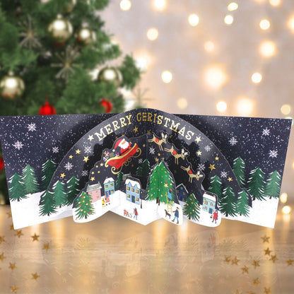 Pop Up Christmas Card Santa In His Sleigh 3D Xmas Greeting Card