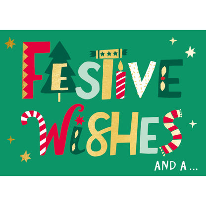 Pop Up Christmas Card Festive Wishes Fun 3D Xmas Greeting Card