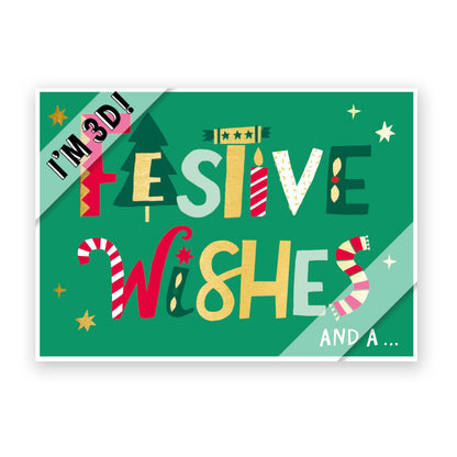 Pop Up Christmas Card Festive Wishes Fun 3D Xmas Greeting Card