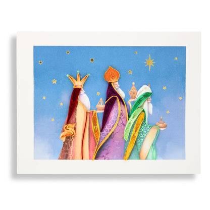 Christmas Quilling Cards Box of 4 Luxury Quilled Three Kings Handmade Xmas Cards