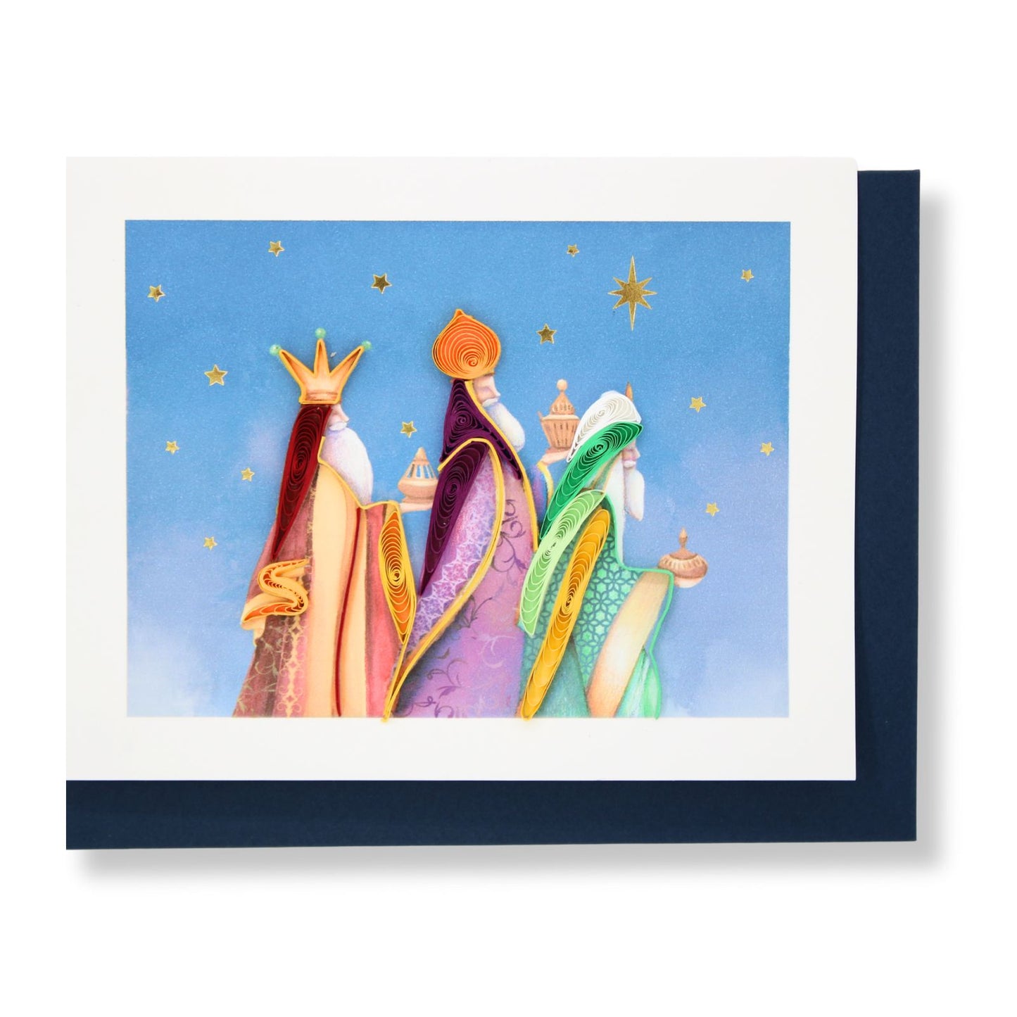 Christmas Quilling Cards Box of 4 Luxury Quilled Three Kings Handmade Xmas Cards