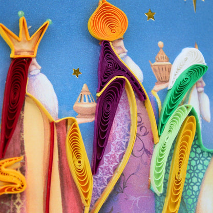 Christmas Quilling Cards Box of 4 Luxury Quilled Three Kings Handmade Xmas Cards