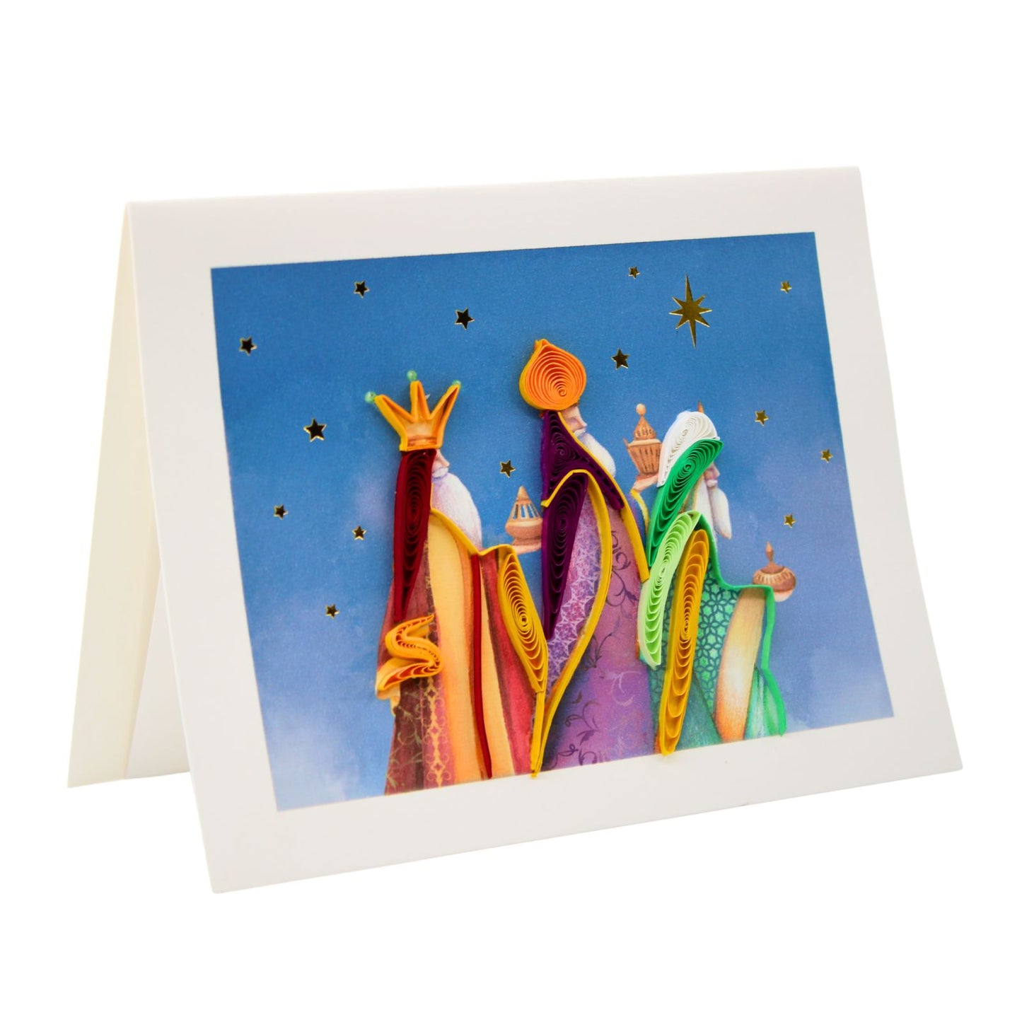 Christmas Quilling Cards Box of 4 Luxury Quilled Three Kings Handmade Xmas Cards