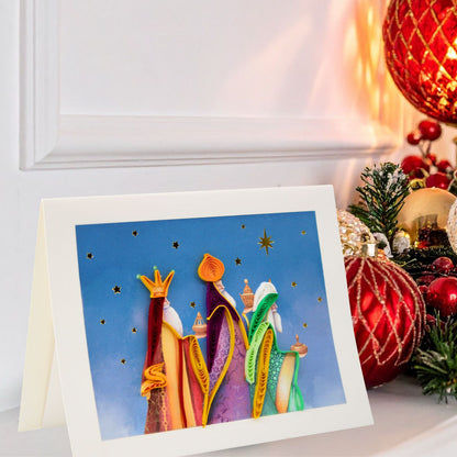 Christmas Quilling Cards Box of 4 Luxury Quilled Three Kings Handmade Xmas Cards