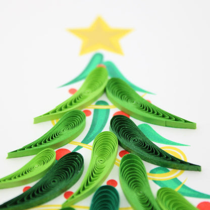 Christmas Quilling Cards Box of 4 Luxury Quilled Tree Handmade Xmas Cards