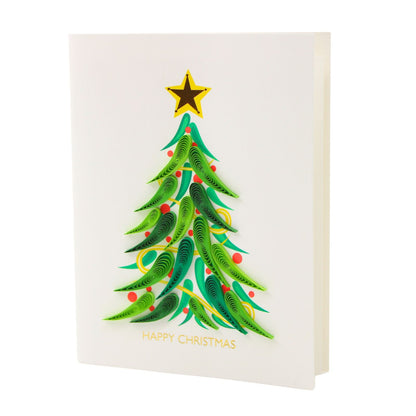 Christmas Quilling Cards Box of 4 Luxury Quilled Tree Handmade Xmas Cards