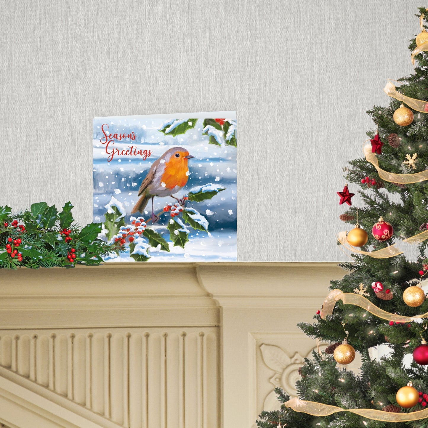 Box Of 8 Robin Hospice UK Charity Season's Greetings Charity Christmas Cards