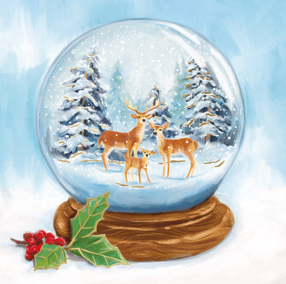 Box Of 8 Reindeers Snowglobe Hospice UK Charity Christmas Cards