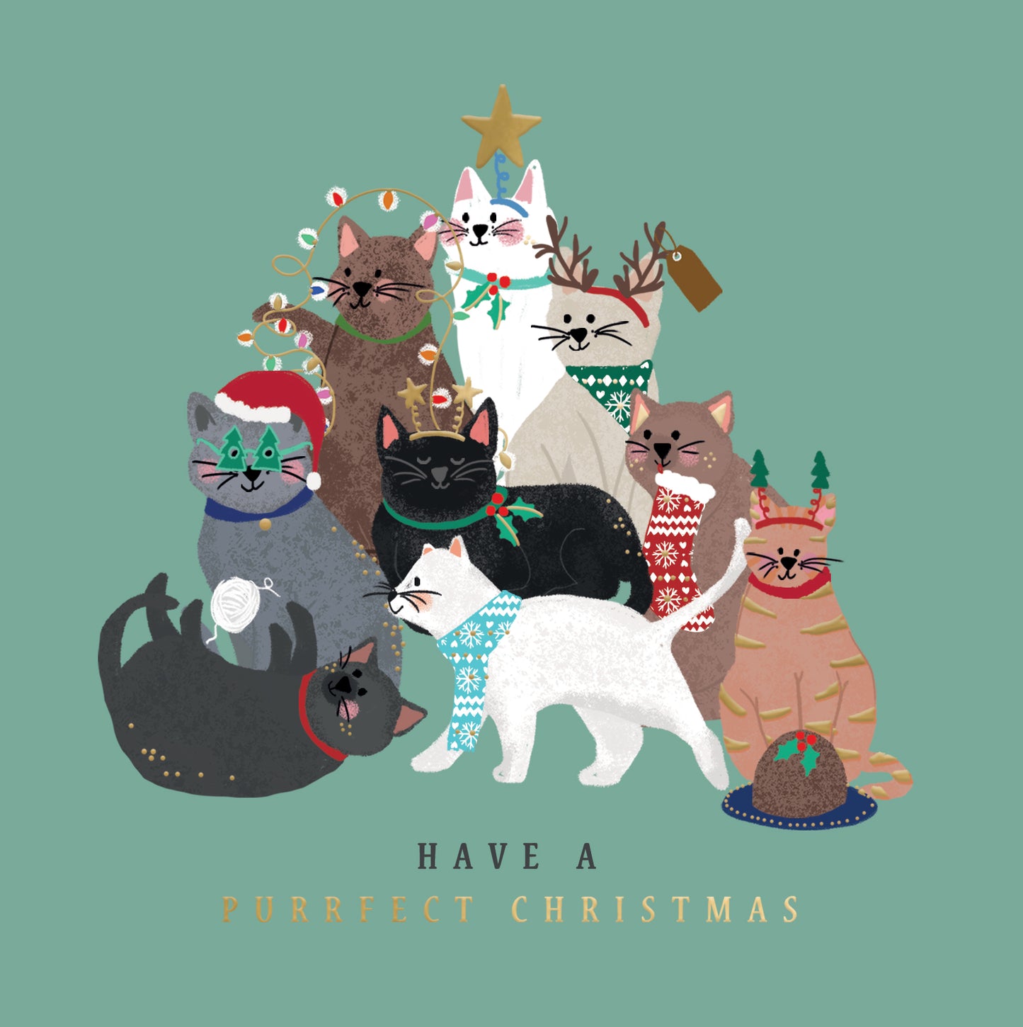 Box Of 8 Purrfect Christmas Cats Hospice UK Charity Christmas Cards