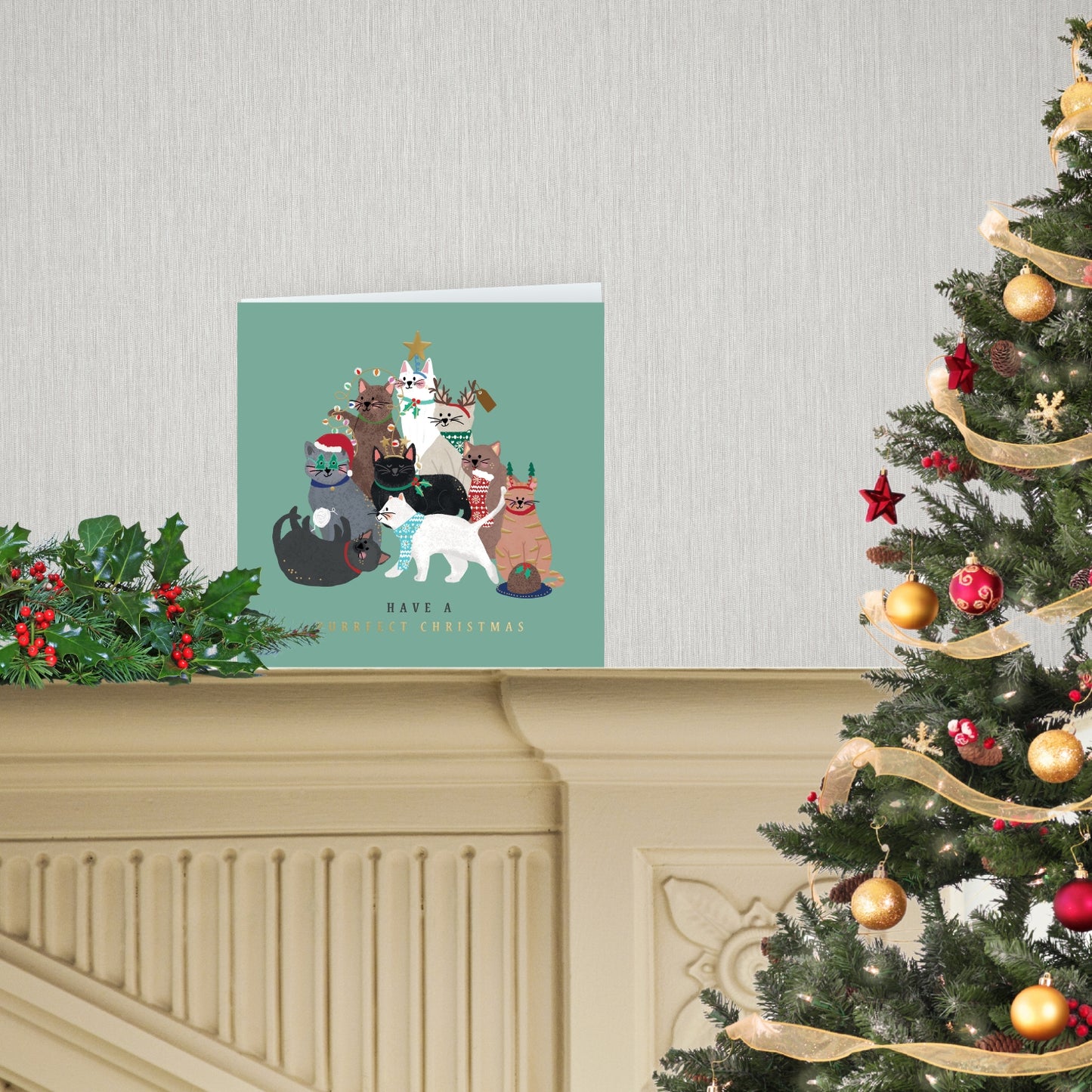 Box Of 8 Purrfect Christmas Cats Hospice UK Charity Christmas Cards