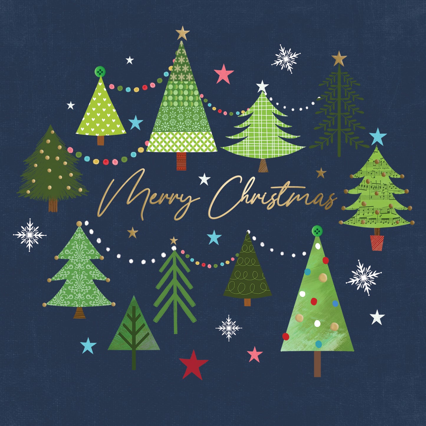 Box Of 8 Merry Xmas Trees Hospice UK Charity Christmas Cards