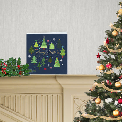 Box Of 8 Merry Xmas Trees Hospice UK Charity Christmas Cards