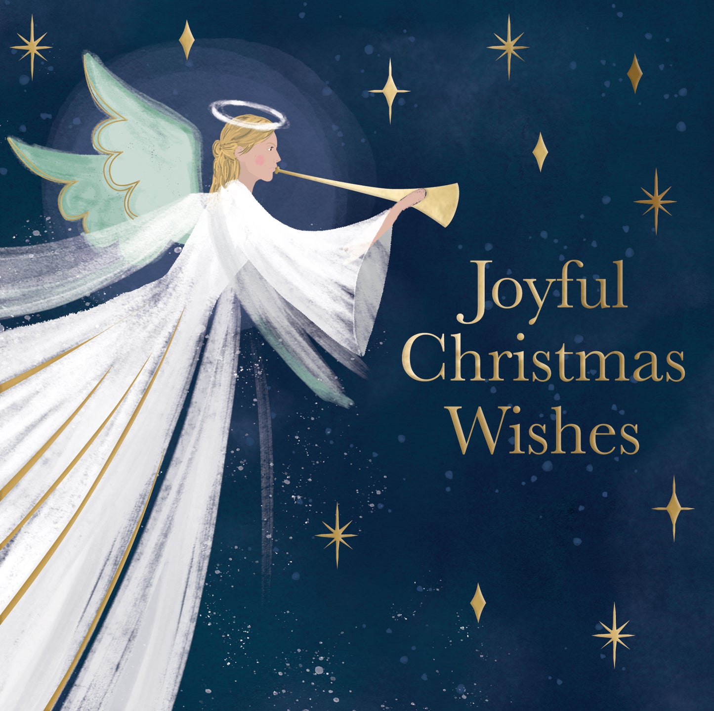 Box Of 8 Joyful Angel With Horn Hospice UK Charity Christmas Cards