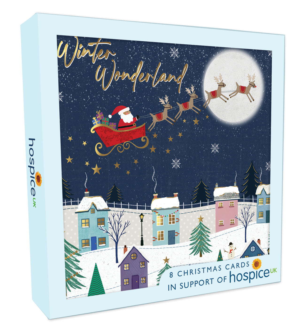 Box Of 8 Santa Sleigh Winter Wonderland Hospice UK Charity Christmas Cards