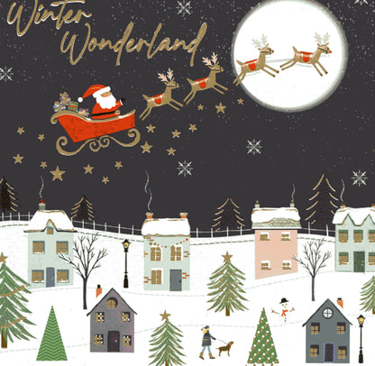 Box Of 8 Santa Sleigh Winter Wonderland Hospice UK Charity Christmas Cards