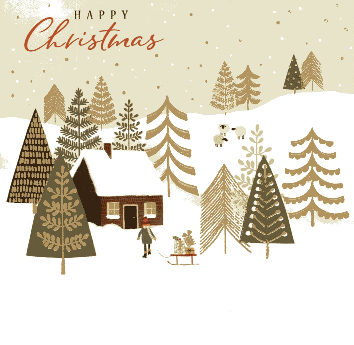 Box Of 8 Happy Christmas Girl With Sleigh Hospice UK Charity Christmas Cards