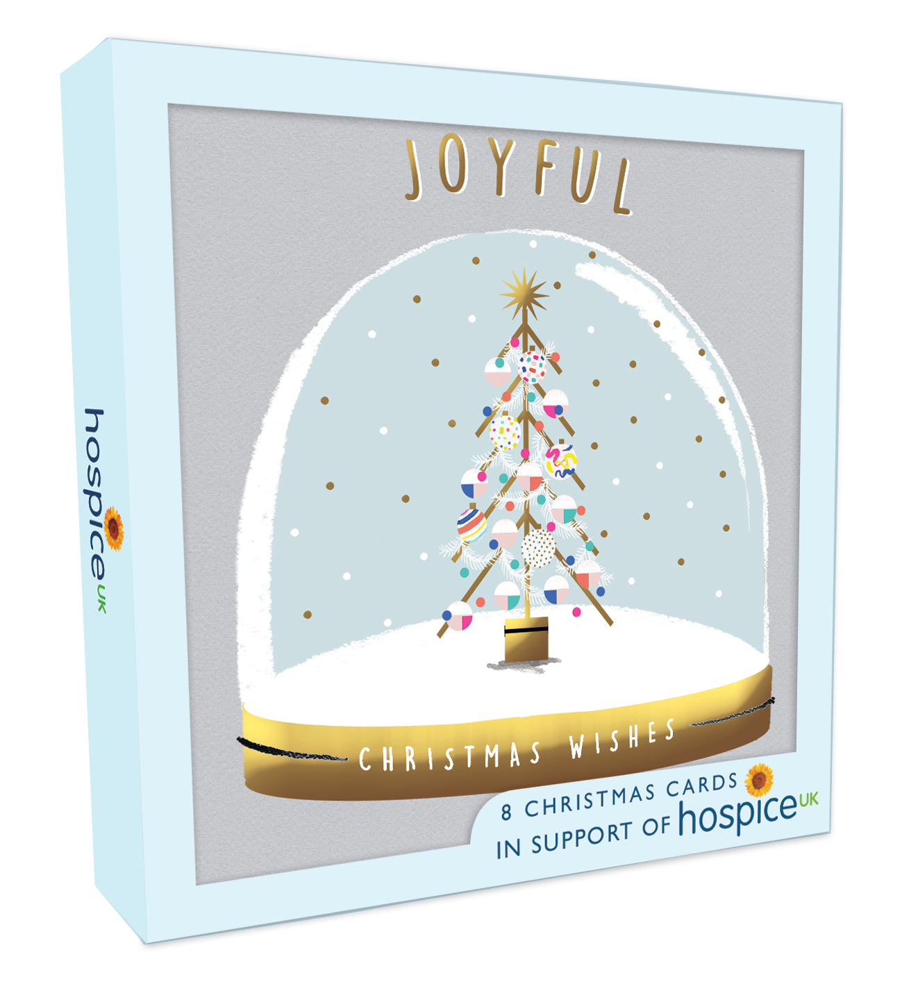 Box Of 8 Tree In Globe Joyful Wishes Hospice UK Charity Christmas Cards