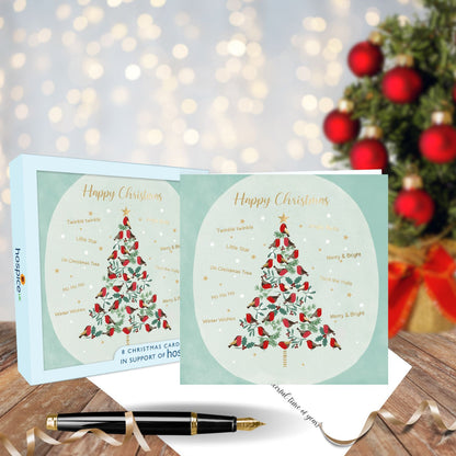 Box Of 8 Tree Of Tweeting Robins Hospice UK Charity Christmas Cards
