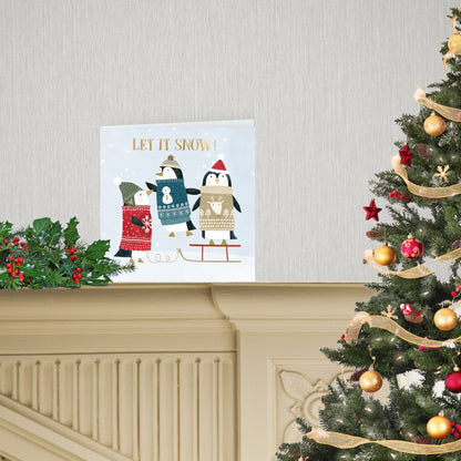 Box Of 8 Festive Penguin Winter Fun Hospice UK Charity Christmas Cards