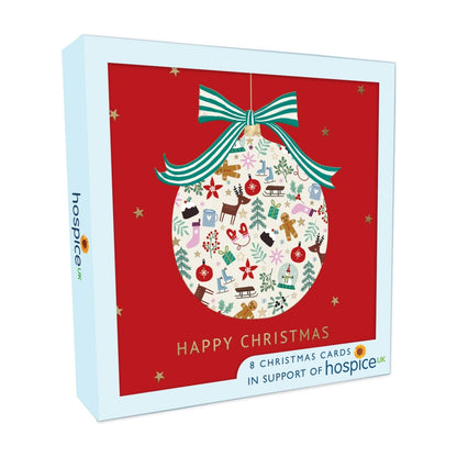 Hospice UK Charity Christmas Cards Box of 8 Bauble Charitable Xmas Cards