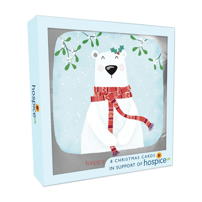 Hospice UK Charity Christmas Cards Box of 8 Polar Bear Charitable Xmas Cards