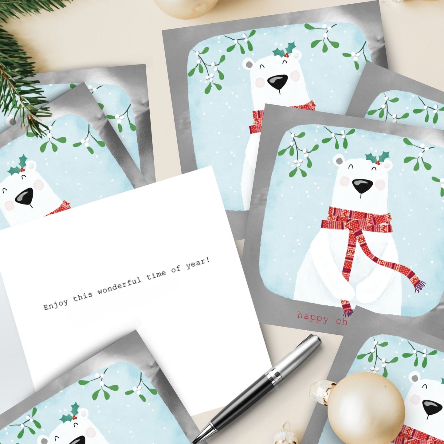 Hospice UK Charity Christmas Cards Box of 8 Polar Bear Charitable Xmas Cards