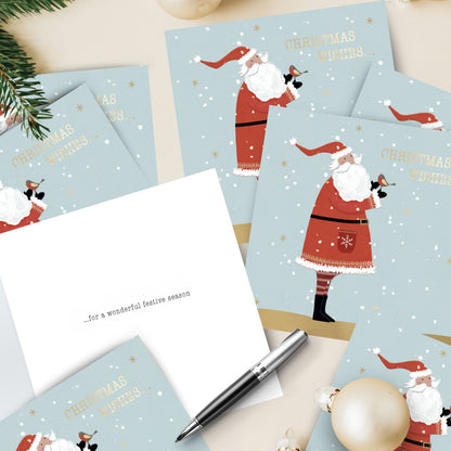Hospice UK Charity Christmas Cards Box of 8 Santa & Robin Charitable Xmas Cards