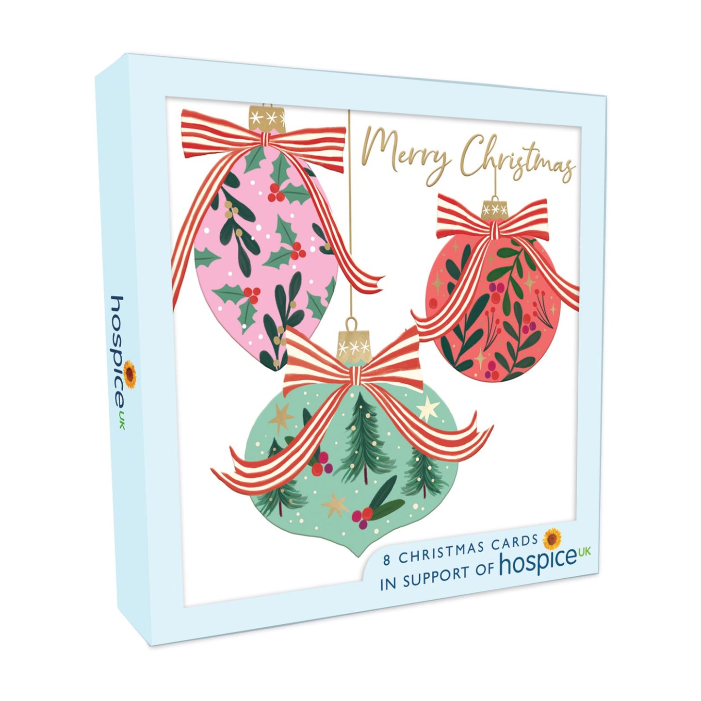 Hospice UK Charity Christmas Cards Box of 8 Baubles Charitable Xmas Cards