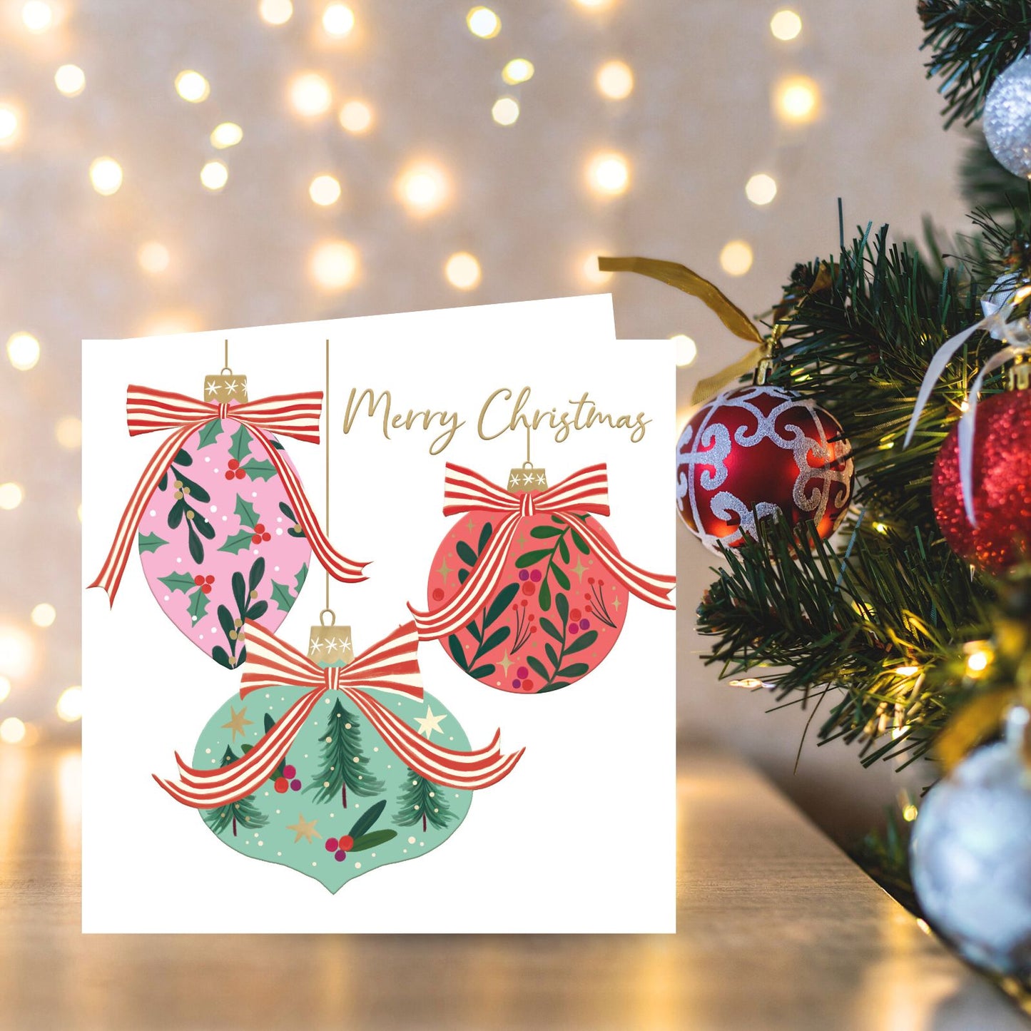Hospice UK Charity Christmas Cards Box of 8 Baubles Charitable Xmas Cards