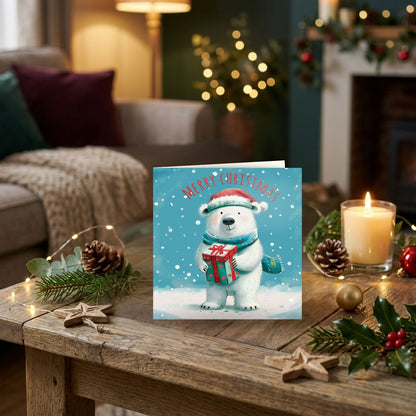 Box Of 8 Charity Christmas Cards Supporting Hospice UK Christmas Bear Design
