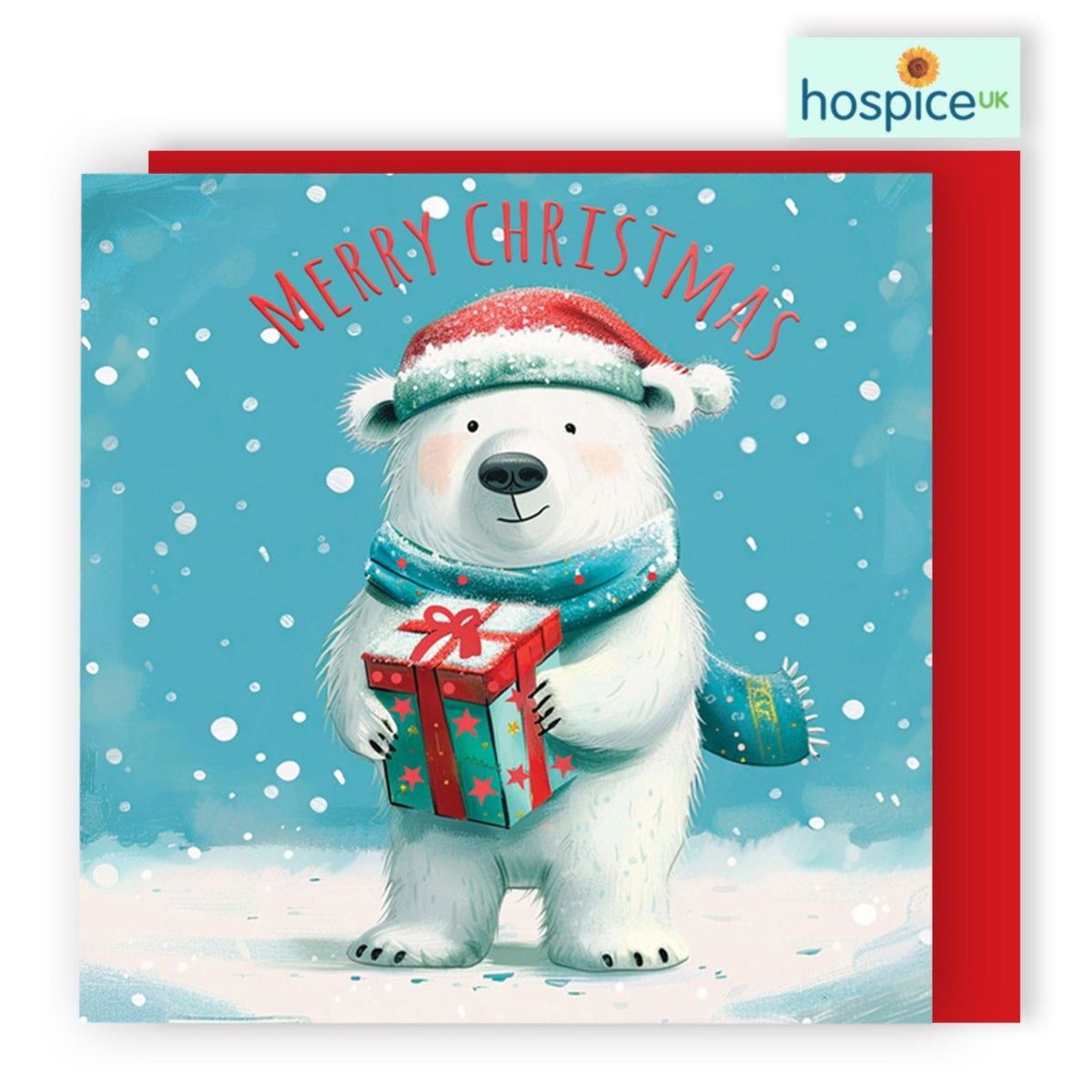 Box Of 8 Charity Christmas Cards Supporting Hospice UK Christmas Bear Design