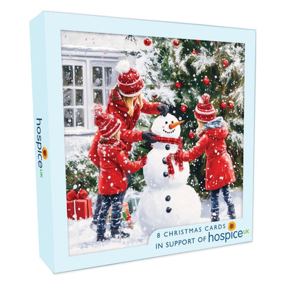 Box Of 8 Charity Christmas Cards Supporting Hospice UK Children & Snowman Design