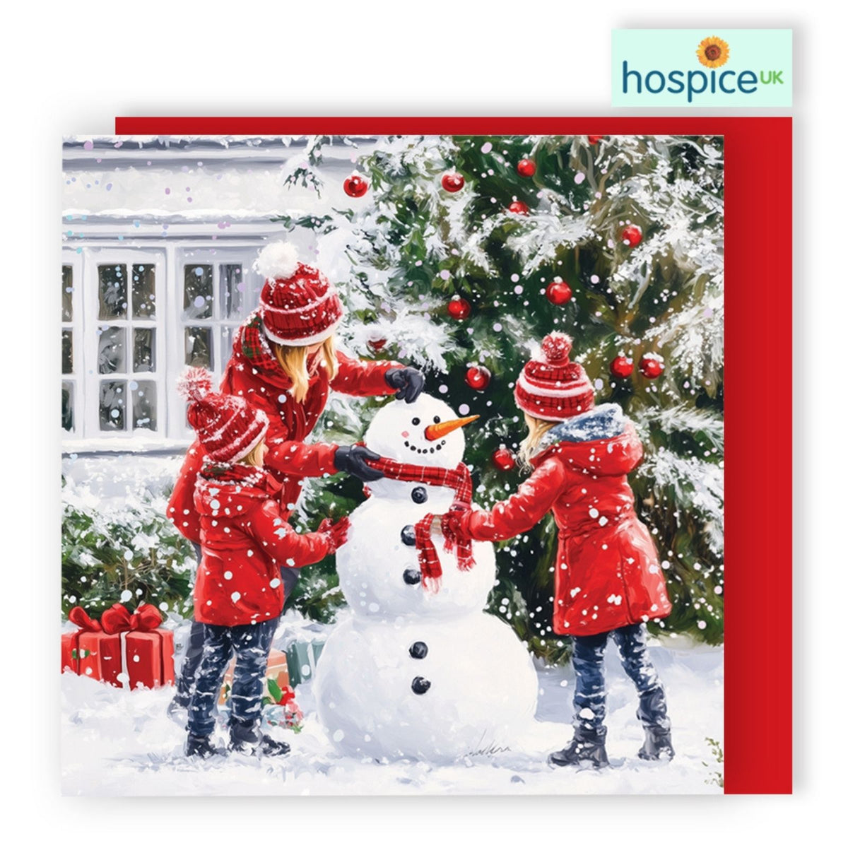 Box Of 8 Charity Christmas Cards Supporting Hospice UK Children & Snowman Design