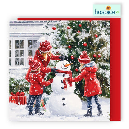 Box Of 8 Charity Christmas Cards Supporting Hospice UK Children & Snowman Design