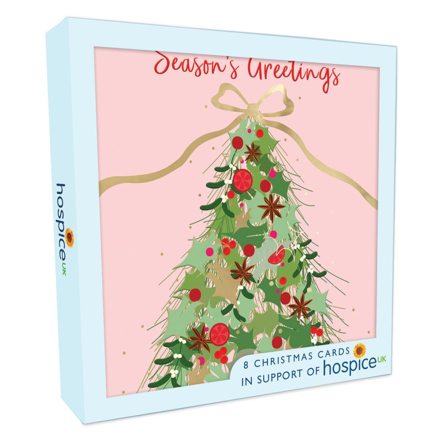 Box Of 8 Charity Christmas Cards Supporting Hospice UK Christmas Tree Design