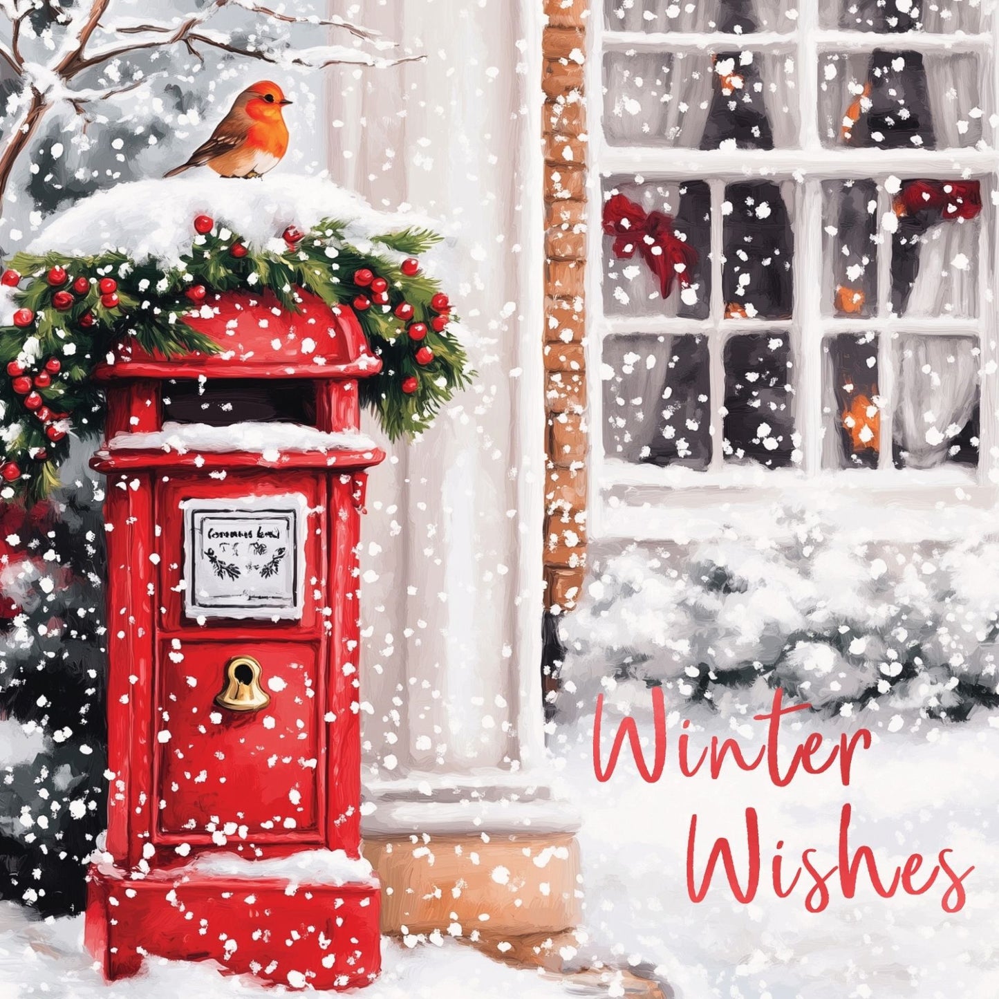 Box Of 8 Charity Christmas Cards Supporting Hospice UK Red Post Box Design